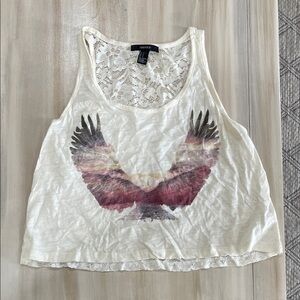 Forever 21 Cream Tank Top with Eagle Print